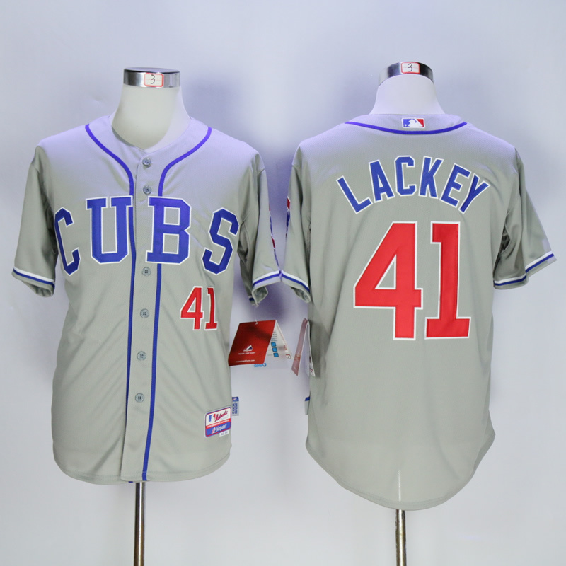 Men Chicago Cubs #41 Lackey Grey CUBS MLB Jerseys